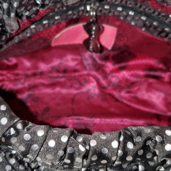 Betsey Johnson Black & Silver Dot Clutch - Picture 4 of 5